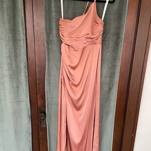 Azazie Eren Stretch Satin Dress in Bronzer